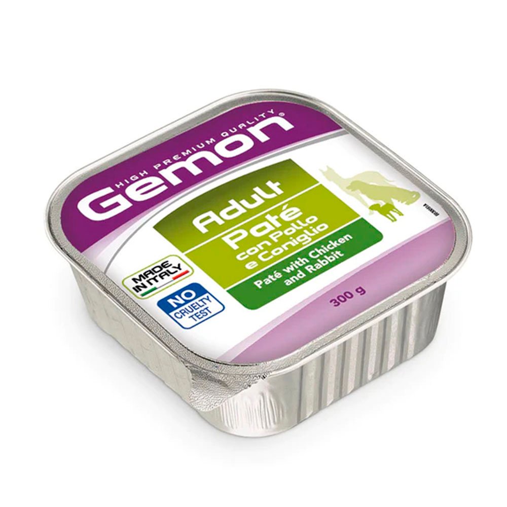 Gemon-Alimento-Humedo-para-Perros-Adultos-con-Pollo-y-Conejo.jpg Gemon Alimento Húmedo para Perros Adultos con Pollo y Conejo Lata 300 gr. - Imagen 1