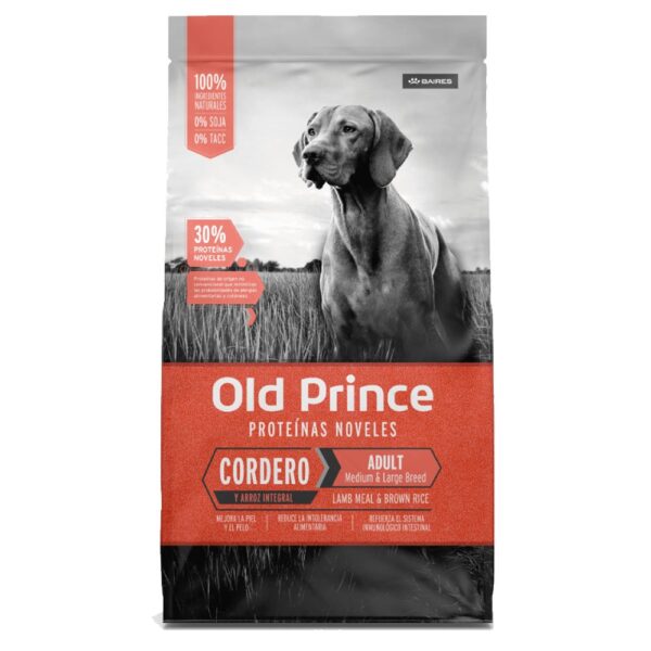 Old Prince Proteínas Noveles Adultos (Raza Mediana y Grande) CORDERO Y ARROZ INTEGRAL 15+3Kg
