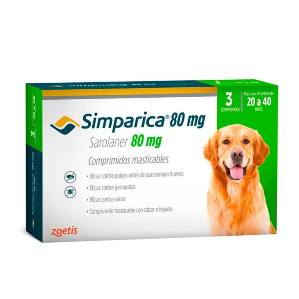 Pastilla Simparica 80 mg – Perros 20 a 40 Kg