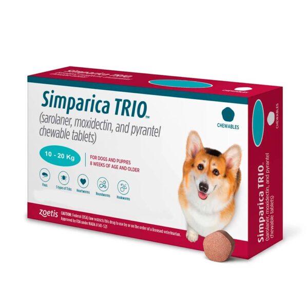 Pastilla Simparica Trio  – Perros 10 a 20 Kg