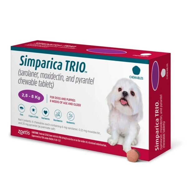 Pastilla Simparica Trio – Perros 2,5 a 5 Kg