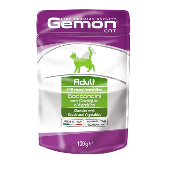 Alimento Húmedo Gemon Conejo y Vegetales Sobre 100 gr.